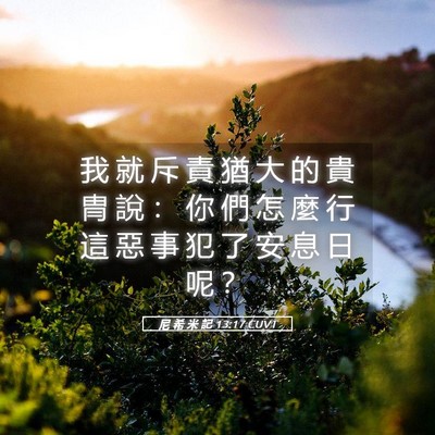 Picture 05 - 尼 希 米 記 13:17 CUVT - 我 就 斥 責 猶 大 的 貴 冑 說 ： 你 - Bible Verse Picture