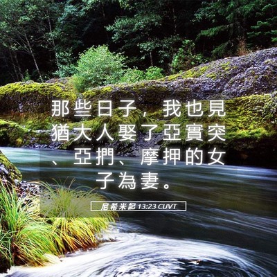 Picture 05 - 尼 希 米 記 13:23 CUVT - 那 些 日 子 ， 我 也 見 猶 大 人 娶 - Bible Verse Picture
