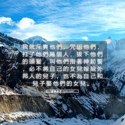Picture 05 - 尼 希 米 記 13:25 CUVT - 我 就 斥 責 他 們 ， 咒 詛 他 們 ， - Bible Verse Picture