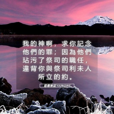 Picture 05 - 尼 希 米 記 13:29 CUVT - 我 的 神 啊 ， 求 你 記 念 他 們 的 - Bible Verse Picture