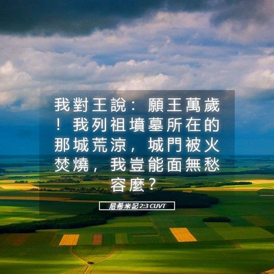 Picture 05 - 尼 希 米 記 2:3 CUVT - 我 對 王 說 ： 願 王 萬 歲 ！ 我 列 - Bible Verse Picture
