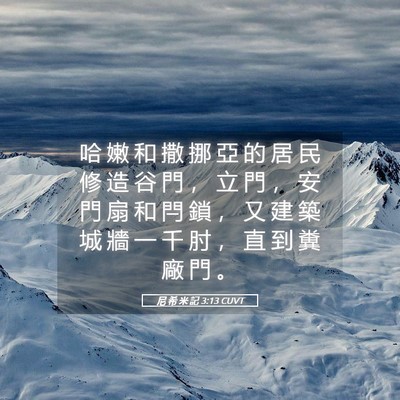 Picture 05 - 尼 希 米 記 3:13 CUVT - 哈 嫩 和 撒 挪 亞 的 居 民 修 造 谷 - Bible Verse Picture