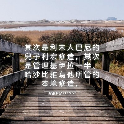 Picture 05 - 尼 希 米 記 3:17 CUVT - 其 次 是 利 未 人 巴 尼 的 兒 子 利 - Bible Verse Picture