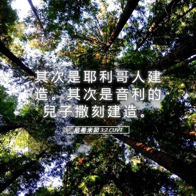 Picture 05 - 尼 希 米 記 3:2 CUVT - 其 次 是 耶 利 哥 人 建 造 。 其 次 - Bible Verse Picture