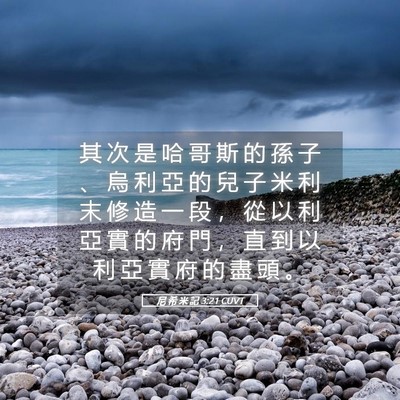 Picture 05 - 尼 希 米 記 3:21 CUVT - 其 次 是 哈 哥 斯 的 孫 子 、 烏 利 - Bible Verse Picture