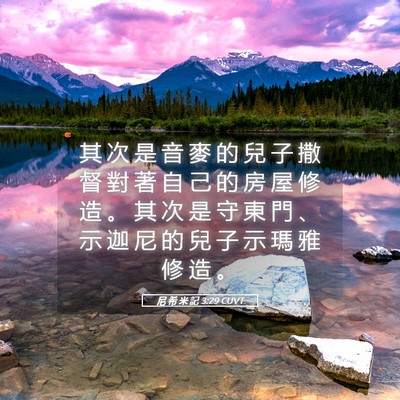 Picture 05 - 尼 希 米 記 3:29 CUVT - 其 次 是 音 麥 的 兒 子 撒 督 對 著 - Bible Verse Picture
