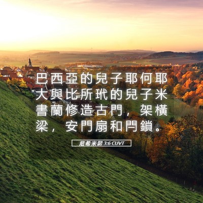 Picture 05 - 尼 希 米 記 3:6 CUVT - 巴 西 亞 的 兒 子 耶 何 耶 大 與 比 - Bible Verse Picture