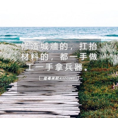 Picture 05 - 尼 希 米 記 4:17 CUVT - 修 造 城 牆 的 ， 扛 抬 材 料 的 ， - Bible Verse Picture
