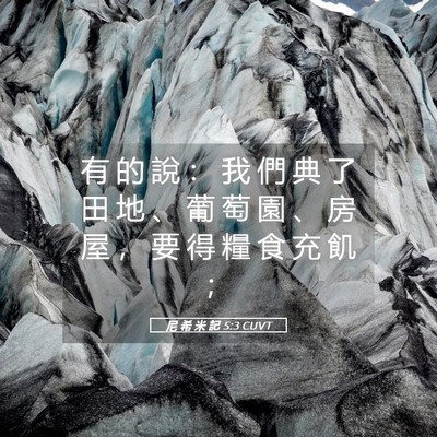 Picture 05 - 尼 希 米 記 5:3 CUVT - 有 的 說 ： 我 們 典 了 田 地 、 葡 - Bible Verse Picture
