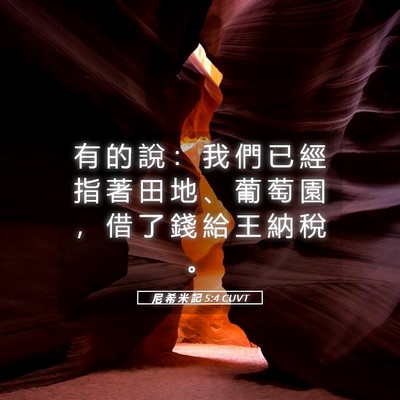 Picture 05 - 尼 希 米 記 5:4 CUVT - 有 的 說 ： 我 們 已 經 指 著 田 地 - Bible Verse Picture