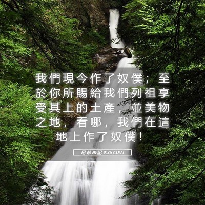 Picture 05 - 尼 希 米 記 9:36 CUVT - 我 們 現 今 作 了 奴 僕 ； 至 於 你 - Bible Verse Picture