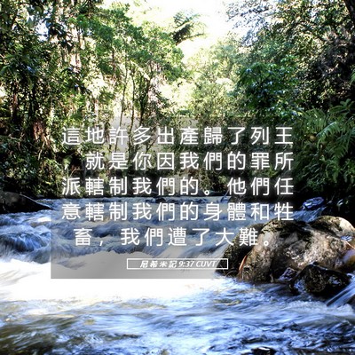 Picture 05 - 尼 希 米 記 9:37 CUVT - 這 地 許 多 出 產 歸 了 列 王 ， 就 - Bible Verse Picture