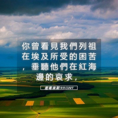 Picture 05 - 尼 希 米 記 9:9 CUVT - 你 曾 看 見 我 們 列 祖 在 埃 及 所 - Bible Verse Picture