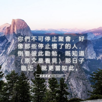 Picture 05 - 希 伯 來 書 10:25 CUVT - 你 們 不 可 停 止 聚 會 ， 好 像 那 - Bible Verse Picture