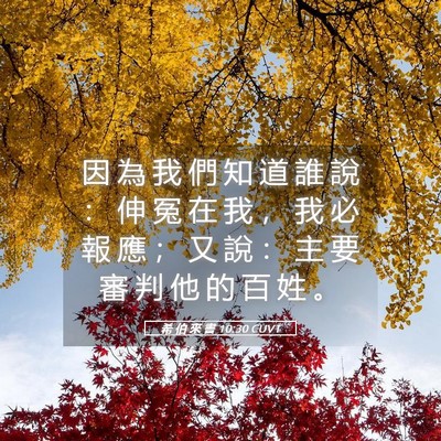 Picture 05 - 希 伯 來 書 10:30 CUVT - 因 為 我 們 知 道 誰 說 ： 伸 冤 在 - Bible Verse Picture