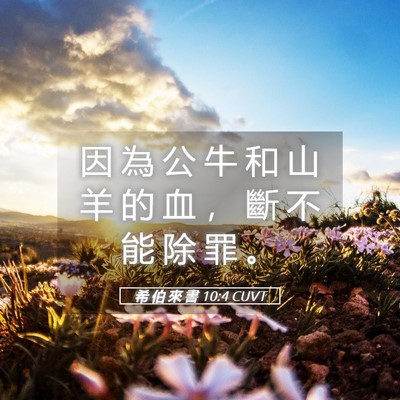Picture 05 - 希 伯 來 書 10:4 CUVT - 因 為 公 牛 和 山 羊 的 血 ， 斷 不 - Bible Verse Picture