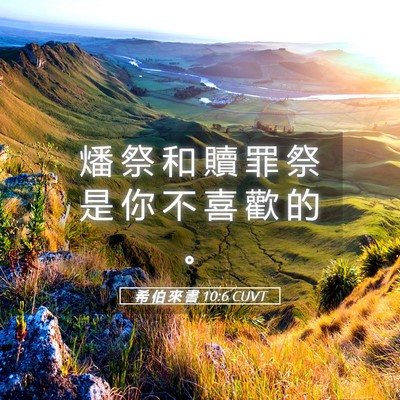 Picture 05 - 希 伯 來 書 10:6 CUVT - 燔 祭 和 贖 罪 祭 是 你 不 喜 歡 的 - Bible Verse Picture
