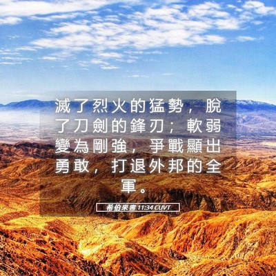 Picture 05 - 希 伯 來 書 11:34 CUVT - 滅 了 烈 火 的 猛 勢 ， 脫 了 刀 劍 - Bible Verse Picture