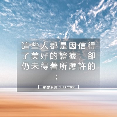 Picture 05 - 希 伯 來 書 11:39 CUVT - 這 些 人 都 是 因 信 得 了 美 好 的 - Bible Verse Picture