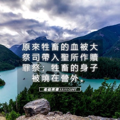 Picture 05 - 希 伯 來 書 13:11 CUVT - 原 來 牲 畜 的 血 被 大 祭 司 帶 入 - Bible Verse Picture