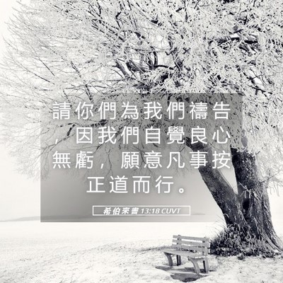 Picture 05 - 希 伯 來 書 13:18 CUVT - 請 你 們 為 我 們 禱 告 ， 因 我 們 - Bible Verse Picture