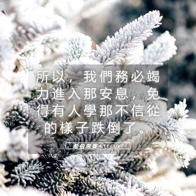 Picture 05 - 希 伯 來 書 4:11 CUVT - 所 以 ， 我 們 務 必 竭 力 進 入 那 - Bible Verse Picture