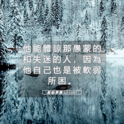 Picture 05 - 希 伯 來 書 5:2 CUVT - 他 能 體 諒 那 愚 蒙 的 和 失 迷 的 - Bible Verse Picture
