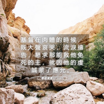 Picture 05 - 希 伯 來 書 5:7 CUVT - 基 督 在 肉 體 的 時 候 ， 既 大 聲 - Bible Verse Picture