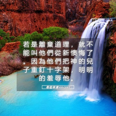 Picture 05 - 希 伯 來 書 6:6 CUVT - 若 是 離 棄 道 理 ， 就 不 能 叫 他 - Bible Verse Picture