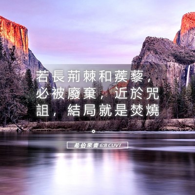 Picture 05 - 希 伯 來 書 6:8 CUVT - 若 長 荊 棘 和 蒺 藜 ， 必 被 廢 棄 - Bible Verse Picture