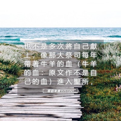 Picture 05 - 希 伯 來 書 9:25 CUVT - 也 不 是 多 次 將 自 己 獻 上 ， 像 - Bible Verse Picture