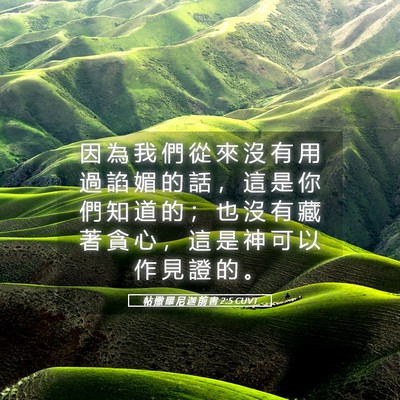 Picture 05 - 帖 撒 羅 尼 迦 前 書 2:5 CUVT - 因 為 我 們 從 來 沒 有 用 過 諂 媚 - Bible Verse Picture