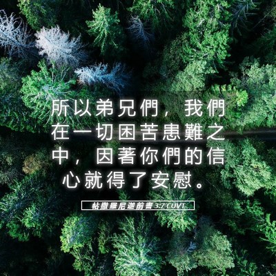Picture 05 - 帖 撒 羅 尼 迦 前 書 3:7 CUVT - 所 以 弟 兄 們 ， 我 們 在 一 切 困 - Bible Verse Picture