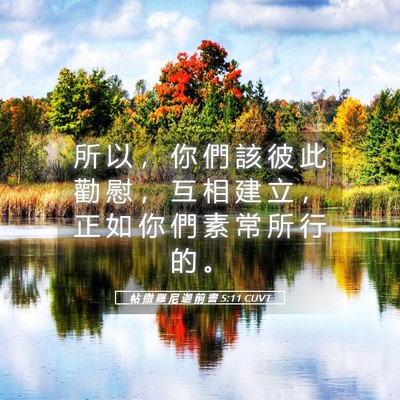 Picture 05 - 帖 撒 羅 尼 迦 前 書 5:11 CUVT - 所 以 ， 你 們 該 彼 此 勸 慰 ， 互 - Bible Verse Picture