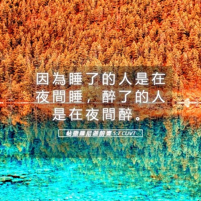 Picture 05 - 帖 撒 羅 尼 迦 前 書 5:7 CUVT - 因 為 睡 了 的 人 是 在 夜 間 睡 ， - Bible Verse Picture