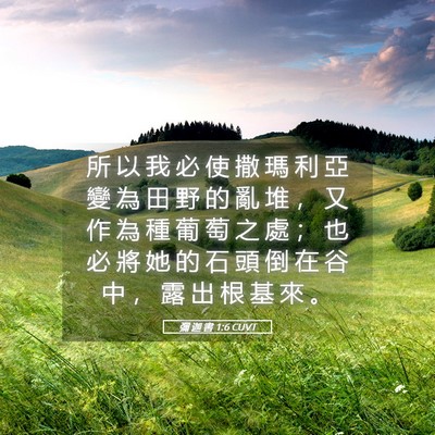 Picture 05 - 彌 迦 書 1:6 CUVT - 所 以 我 必 使 撒 瑪 利 亞 變 為 田 - Bible Verse Picture