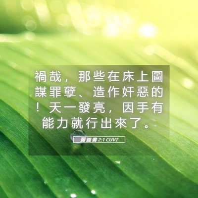 Picture 05 - 彌 迦 書 2:1 CUVT - 禍 哉 ， 那 些 在 床 上 圖 謀 罪 孽 - Bible Verse Picture