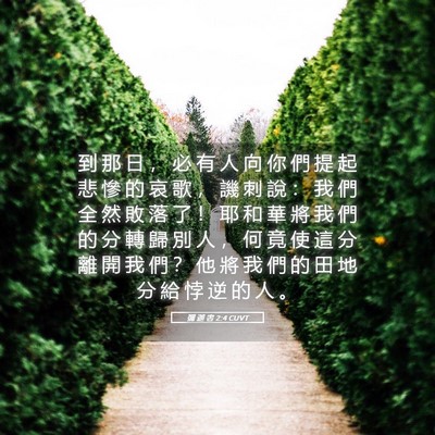 Picture 05 - 彌 迦 書 2:4 CUVT - 到 那 日 ， 必 有 人 向 你 們 提 起 - Bible Verse Picture