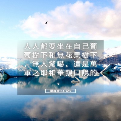 Picture 05 - 彌 迦 書 4:4 CUVT - 人 人 都 要 坐 在 自 己 葡 萄 樹 下 - Bible Verse Picture
