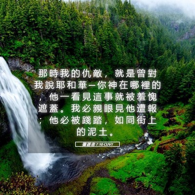 Picture 05 - 彌 迦 書 7:10 CUVT - 那 時 我 的 仇 敵 ， 就 是 曾 對 我 - Bible Verse Picture