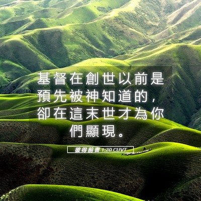 Picture 05 - 彼 得 前 書 1:20 CUVT - 基 督 在 創 世 以 前 是 預 先 被 神 - Bible Verse Picture