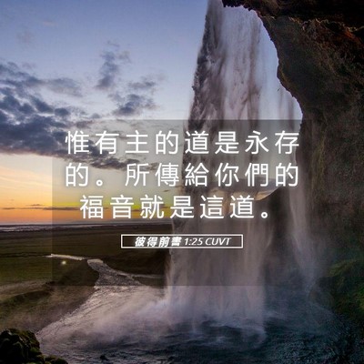 Picture 05 - 彼 得 前 書 1:25 CUVT - 惟 有 主 的 道 是 永 存 的 。 所 傳 - Bible Verse Picture