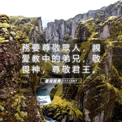 Picture 05 - 彼 得 前 書 2:17 CUVT - 務 要 尊 敬 眾 人 ， 親 愛 教 中 的 - Bible Verse Picture