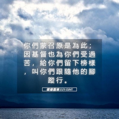 Picture 05 - 彼 得 前 書 2:21 CUVT - 你 們 蒙 召 原 是 為 此 ； 因 基 督 - Bible Verse Picture