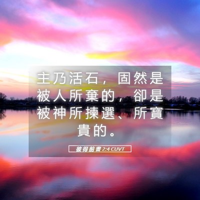 Picture 05 - 彼 得 前 書 2:4 CUVT - 主 乃 活 石 ， 固 然 是 被 人 所 棄 - Bible Verse Picture