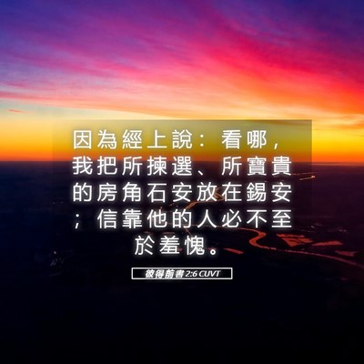 Picture 05 - 彼 得 前 書 2:6 CUVT - 因 為 經 上 說 ： 看 哪 ， 我 把 所 - Bible Verse Picture