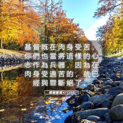 Picture 05 - 彼 得 前 書 4:1 CUVT - 基 督 既 在 肉 身 受 苦 ， 你 們 也 - Bible Verse Picture