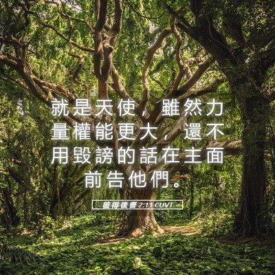 Picture 05 - 彼 得 後 書 2:11 CUVT - 就 是 天 使 ， 雖 然 力 量 權 能 更 - Bible Verse Picture