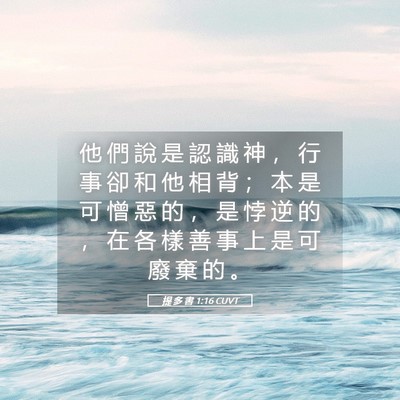 Picture 05 - 提 多 書 1:16 CUVT - 他 們 說 是 認 識 神 ， 行 事 卻 和 - Bible Verse Picture