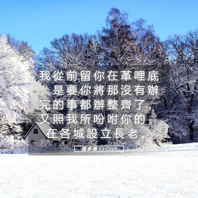 Picture 05 - 提 多 書 1:5 CUVT - 我 從 前 留 你 在 革 哩 底 ， 是 要 - Bible Verse Picture